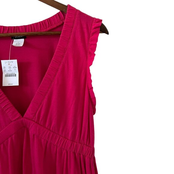 J. Crew NEW Sleeveless V Neck Knit Dress In Fuchsia Pink Size L - Picture 4 of 14